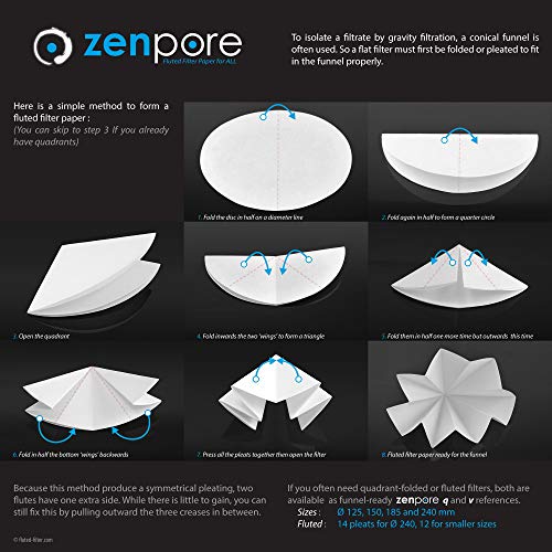 Papel de filtro de laboratório de 9 cm, grau qualitativo padrão 2 - Fluxo lento de Zenpore 90 mm