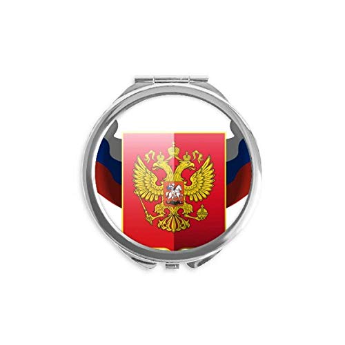 Rússia Nacional Emblem Country Hand Compact espelho redondo vidro portátil de bolso