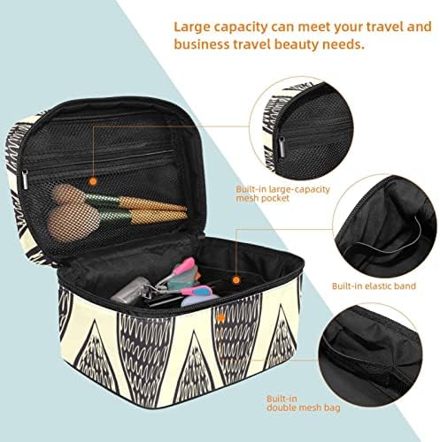 Abstrato desenhado à mão desenhada e fuso preto Bolsa cosmética Bolsa de maquiagem portátil Bolsa de higiene pessoal