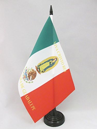 AZ Flag México Viva Cristo Rey Bandeira 5 '' x 8 '' - Cristero War - Cristeros Desk Bandy 21 x 14 cm - Beck de plástico preto