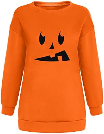 Pullover de moda para a blusa feminina tops casuais forro de lã de lã comprida Halloween camiseta estampada camiseta moletons