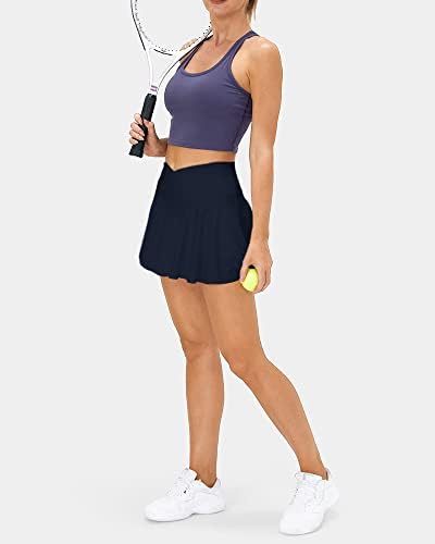 Aurgelmir Womens 2 em 1 Crossover Tennis Salia High Salia de Golfe de cintura High Skorts Flamas com bolsos de shorts