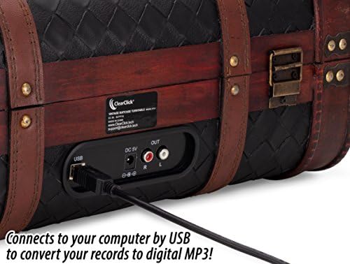 ClearClick Say Vintage Turtable com Bluetooth & USB - estilo retrô de madeira clássica