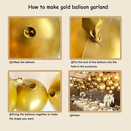 Balões de látex de ouro metálico de 84pcs de ouro 18/12/10/5 polegadas de balons cromados diferentes de tamanhos para o chá de panela de casamentos