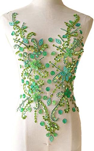 Strasslestones corpete Apliques de adesivo Motificação de manchas Acessórios de costura DIY para fantasias de dança vestido de salão de salão de cor verde cor