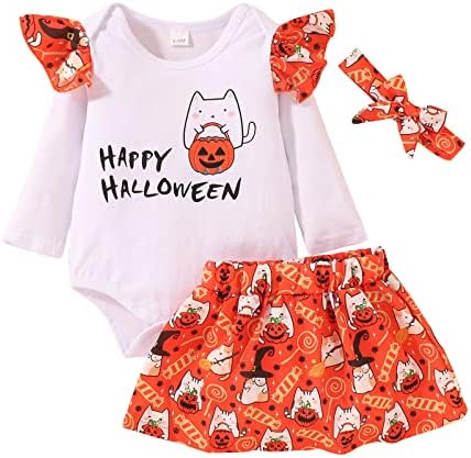 Synia criança bebê meninas roupas recém -nascidas infantis de halloween desenhos animados animais de manga longa com manga