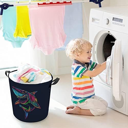 Cesta de lavanderia de tubarão colorida com alças em redondo cesta de armazenamento de lavanderia dobrável para banheiro