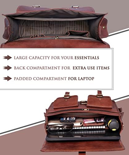 Anuent 18 polegadas de couro artesanal Messenger Messenger para homens e mulheres Melhor bolsa de couro para laptop