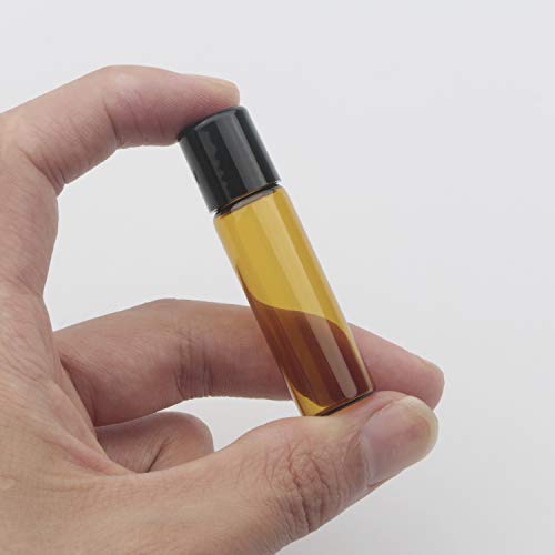 Kesell 15pack 5ml âmbar vidro essencial garrafas de rolos de óleo com aço inoxidável para aromaterapia, óleos de perfume, com