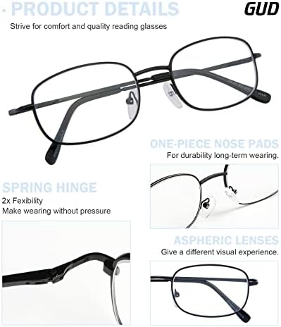 Gud Reading Glasses 4 Pars Metal Frame Readers com Spring Hinges Mulheres homens