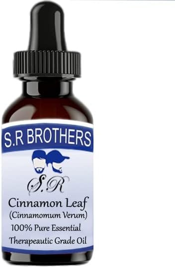 S.R Brothers Cinnamon Leaf Puro e Natural Teleapeautic Grade Essential Oil com conta -gotas 50ml