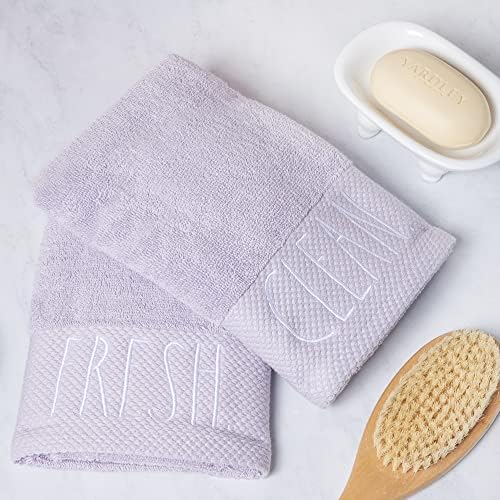 Toalhas de mão Rae Dunn, toalha de mão decorativa bordada para cozinha e banheiro, algodão, altamente absorvente, dois pack, 16x28,