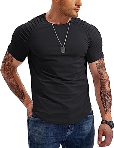 3 pacote: camisetas masculinas elegantes, camisas de linha longa para homens, moda de verão Raglan Pleated Drop Cut Cordes Urban Tees