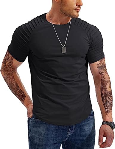 3 pacote: camisetas masculinas elegantes, camisas de linha longa para homens, moda de verão Raglan Pleated Drop Cut Cordes