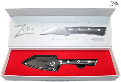 Zelite infinito japonês faca de paring 2,75 polegadas, facas de parada, cozinha de faca emparelhando, faca de frutas, faca pequena - japonês aus -8 de alto carbono aço inoxidável - maçaneta pakkawood - bainha de couro