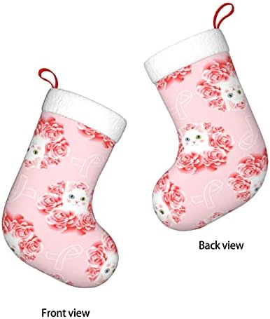 Meias de Natal de Aunstern Kitty Rosa Fita de fita de dupla fita de meias penduradas