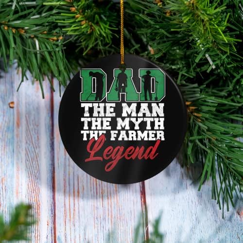 Ornamento de Natal engraçado - Mito do fazendeiro Legenda Pai ornamento Black Tag, ornamento da família, decoração de férias, ornamento