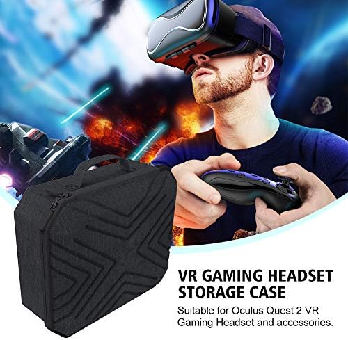 Caixa de viagem dura de Calidaka VR, estojo de transporte para o fone de ouvido de jogos de 2 VR de 2 VR acessórios para jogos, estojo de armazenamento de proteção contra alça, caixa de casca dura portátil -preta/cinza