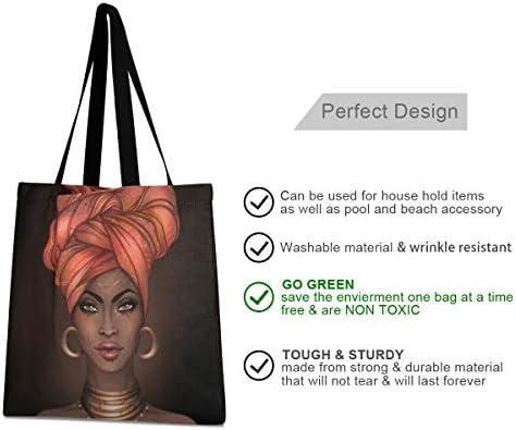 Senya Canvas Tote Bag afro -americano Compras para compras de pano de pano reutilizável bolsas de ombro de mercearia