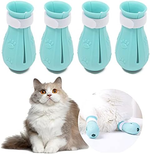 Botas de gato de 4pcs para gatos apenas capas de pata Protetores de garras sapatos pateiras feridas de bota de silício Anti -scratch Mittens para banho, recorte de unhas, limpeza de orelhas, tratamento