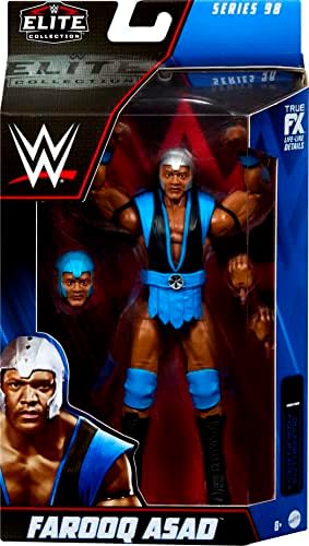 Mattel WWE Farooq Asad Elite Collection Action Figura, Articulação de luxo e detalhes semelhantes a vida com acessórios icônicos, 6 polegadas