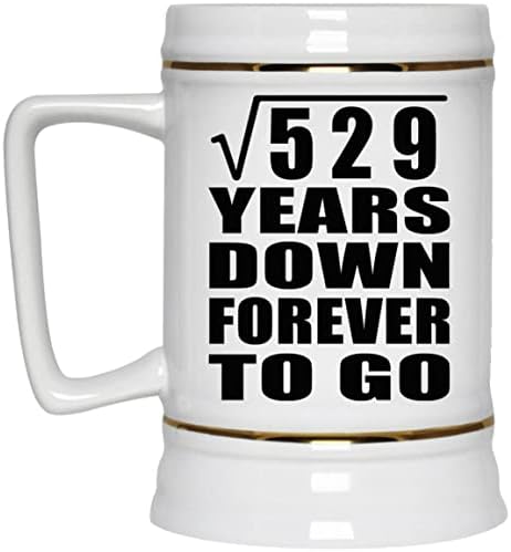 Projeto Raiz quadrada de 23º aniversário de 529 anos para sempre, 22 onças de caneca de caneca de cerâmica de cerveja com