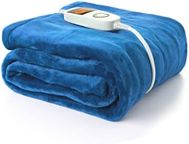 Cobertor de cobertor aquecido de Evajoy, cobertor elétrico, manta de arremesso elétrico de 50 ”× 60 com 10 níveis de aquecimento, 3 timer automático, certificado ETL, desativado automático, proteção de superaquecimento, lavável máquina lavável