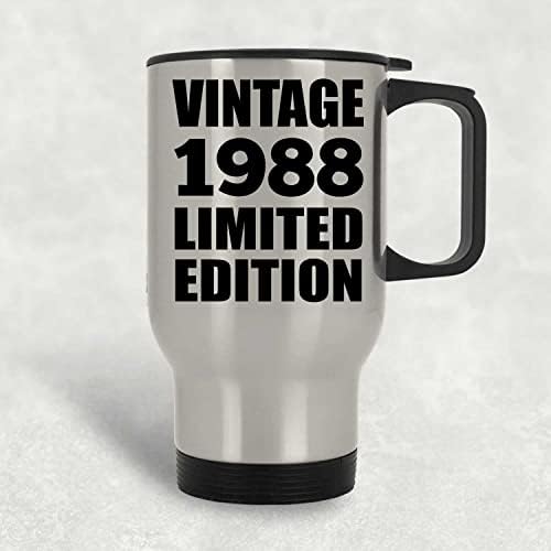 Designsify 35º aniversário Vintage 1988 Edição limitada, Silver Travel Canela 14oz Tumbler de aço inoxidável, presentes para