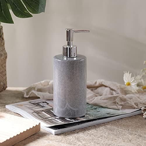Dispensador de sabão de cerâmica Huijie com bomba para cozinha de banheiro - garrafa de shampoo líquido cinza moderno de 450 ml, suprimentos