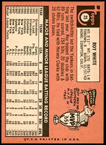 1969 Topps 25 Roy White New York Yankees Dean's Cards 5 - Ex -Yankees