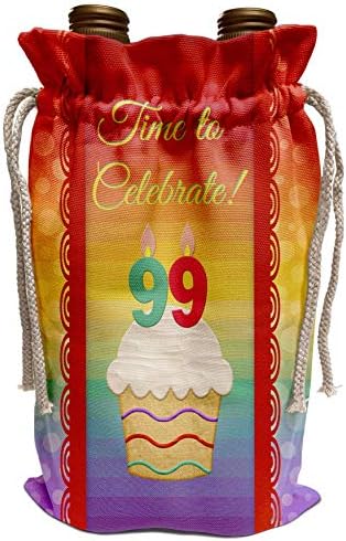 3drose Beverly Turner Aniversário Convite Design - Cupcake, Velas de Número, Time, Celebrar 99 anos Convite - Bolsa de Vinho