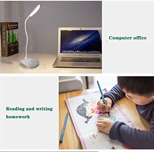 Lâmpada de mesa de LED com Xunmaifdl com porta de carregamento rápida USB, painel de controle de toque mais escuro Leitura dobrável Luz de iluminação de 3 níveis para o trabalho de leitura do escritório em casa, branco