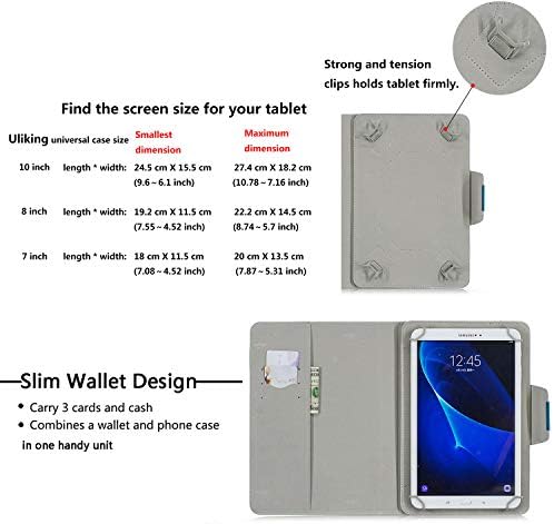 Caso universal para comprimido de 7 polegadas, capa de carteira de suporte de fólio Uliking para Samsung Galaxy Tab A/2/3/4/E 7.0,
