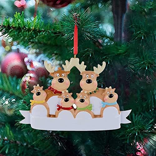 Decory 2021 Ornamento da família, ornamentos de rena de Natal da família, Nome de DIY personalizado Família de rena de 3, 4, 5, decorações de árvores de Natal