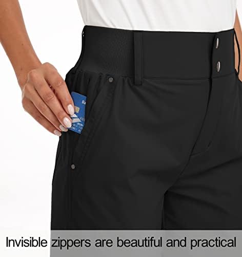 Shorts de caminhada de golfe femininos rápida seca de 5 polegadas de altura shorts esticados com bolsos leves para