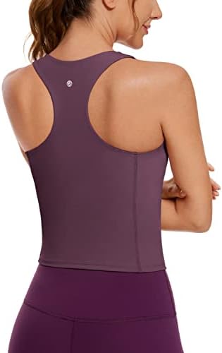 Crz Yoga Womens Ulti -Dry High Neck Treping Tops - Racerback acolchoado ioga atlética Slim Fit Camisole com sutiã embutido