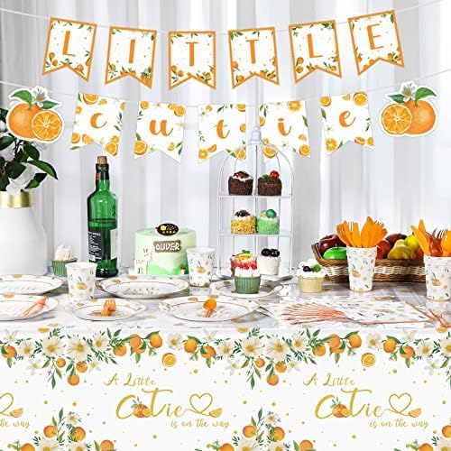 172 peças pequenas decorações de chá de bebê fofinho suprimentos de festa laranja de parques pequenos toalhas de mesa de faca de faca de faca para faca para festas para festas de tangerina de tangerina