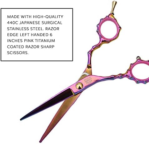 Canhoto Profissional Profissional 6 Borda de Razor Pink Titanium revestido com o lefty barbeiro tesoura de cabelo tesouras por Dreamcut