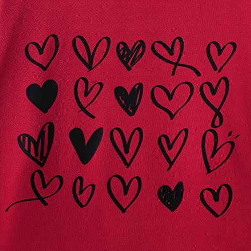 Moletom do coração feminino do dia dos namorados Love gráfico de manga longa da blusa de pulôvera casual camisa de camisa leve