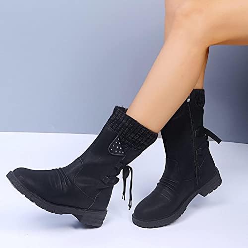 Sapatos de moda feminino Vintage Western Boots Casual Heart Low Saltos Médio Botas