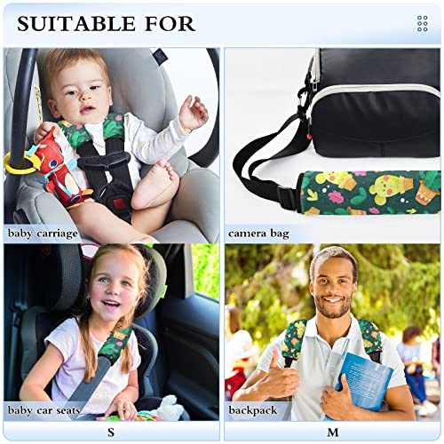 Tampas de assento de carro de cacto fofo para crianças bebês 2 PCs tiras de assento de carro almofadas de ombro almofadas protetora de cinto de segurança protetor para tiras de avião SUV