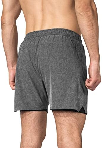 Shorts de ginástica Zilpu para homens, shorts de treino atlético masculinos leves, 2 em 1 com bolso com zíper - 5 polegadas