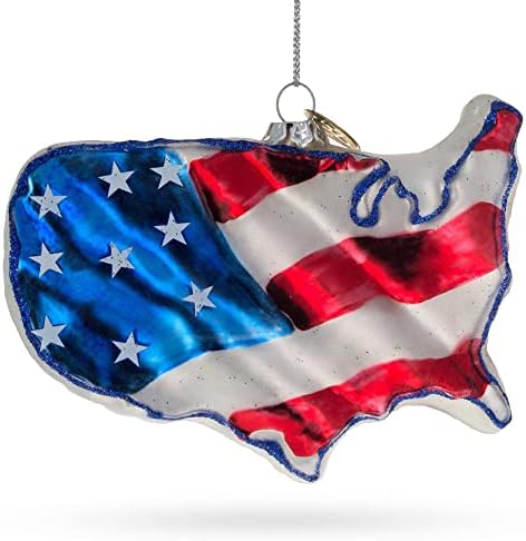 Ornamento de Natal de vidro da bandeira dos Estados Unidos 3 polegadas