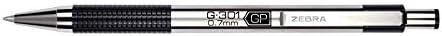 Zebra Pen G-301 Pen de tinta de gel retrátil, barril de aço inoxidável, ponto médio, 0,7 mm, tinta preta, pacote 4-