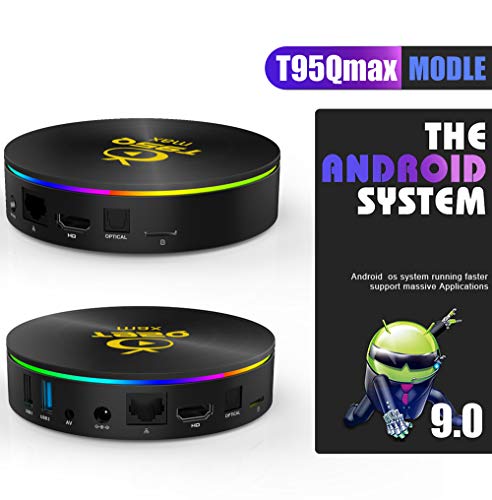 Android 9.0 TV Box T95Q AmLogic S905X3 com 4 GB de RAM 64 GB ROM 4K Ultra HD H.265 Banda dupla WiFi Bluetooth 4.0 Caixa de mídia 2.4/5GHz WiFi 100M LAN