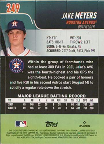 2022 Stadium Club 249 Jake Meyers RC Rookie Houston Astros MLB Baseball Trading Card