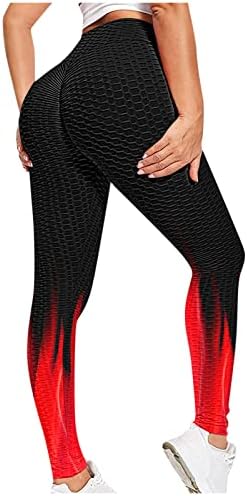 Qvkarw feminino de altas cintura escutas gradiente de legging ioga calças bolhas hip luminagem de lixo de barriga de controle esportivo de controle esportivo