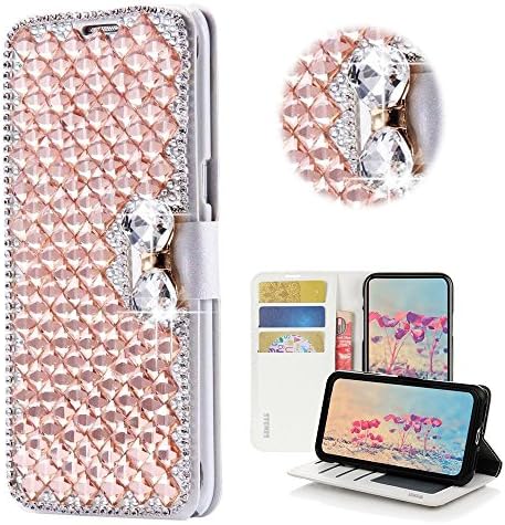 Stenes LG G5 Case - Elegante - 3D Handmade Bling Crystal Square Lattice Lattice Wallet Slots de cartão de crédito Dobra