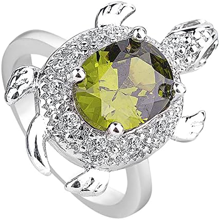 Anéis frios esterling prata anel de tartaruga verde anel de tartaruga de tartaruga joias de garoto de garoodvidade do presente