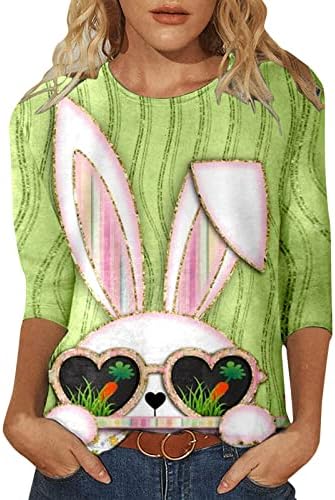 Camisas para mulheres engraçadas 3/4 manga Bunny camise